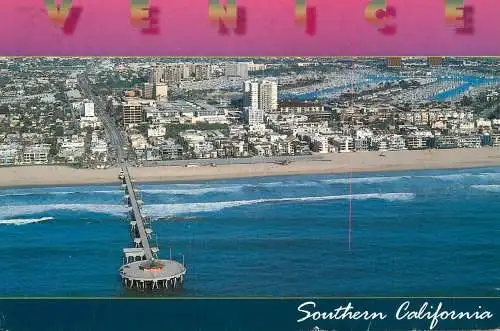 USA Los Angeles Venice CA Marina del Rey & famous roller skating promenade panoramic view