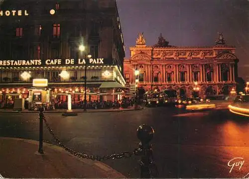 France L'Opera & "Cafe de la Paix" vue de nuit