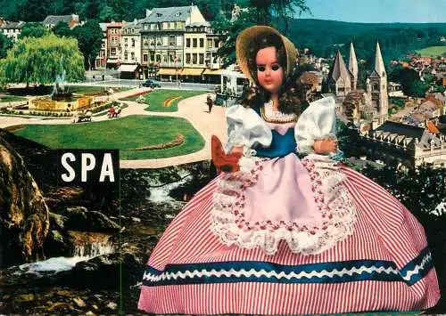 Belgium Spa several views and doll with folk dress and bonnet