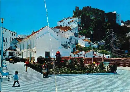 Spain Casares (Malaga) public fountain and castle
