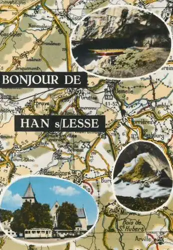 Belgium souvenir de Han sur Lesse map area & several sites