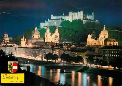 Austria Salzburg by night general view