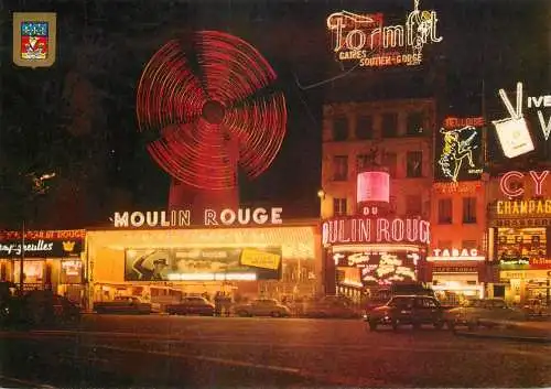 France Paris Moulin Rouge vue de nuit