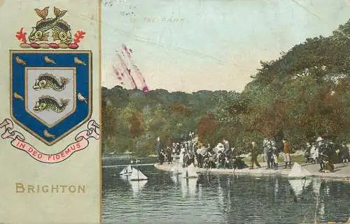 England Brighton view from the park & Coat of Arms