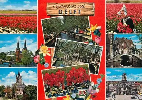 Netherlands Groeten uit Delft flowers traditional costumes
