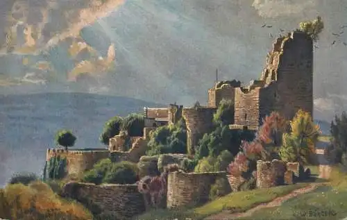 Kunstlerkarte Serie 163 No 3929 Vogesenburgen Schlossruine Lutzelburg signed painting