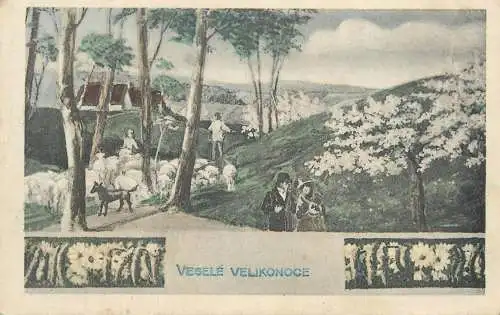 Vesele Velikonoce Happy Easter Greetings Postcard