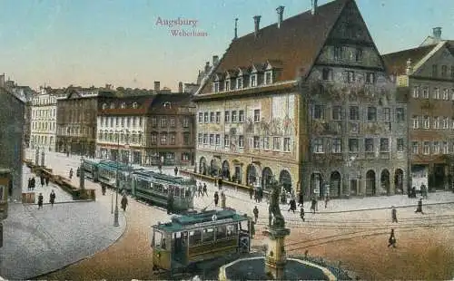 Germany Augsburg Weberhaus tramway
