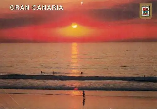 Spain Islas Canarias Gran Canaria sunset at the beach