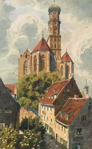 AK Germany Augsburg St. Ulrichskirche von Osten
