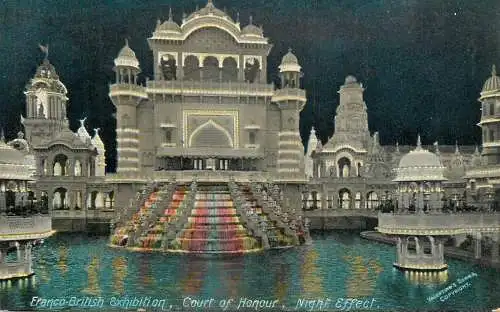 United Kingdom England London Franco British Exhibition Court of honour night effect