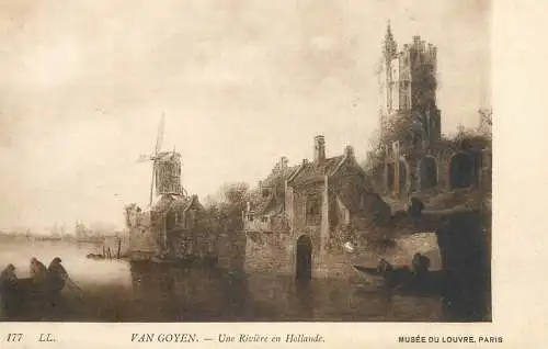 France Louvre Jan van Goyen une riviere en Hollande painting