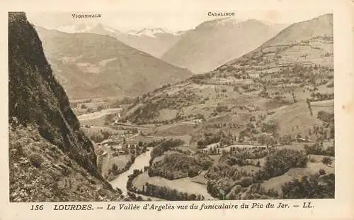 France Lourdes la Vallee d'Argeles vue du funiculaire du Pic du Jer