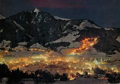 Austria Kitzbuhel Hahnenkamm und Nachpiste nocturnal panoramic view