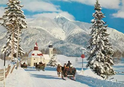 Austria Seefeld Tirol Schlittenfahrt von Mosern Blick auf die Reitherspitze