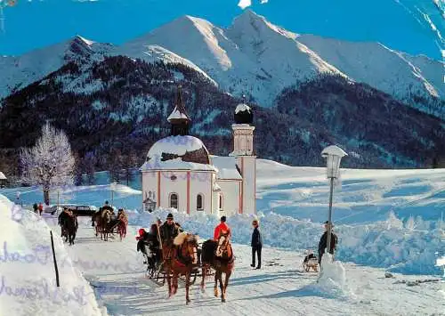 Austria Tirol Seefeld Wintersportplatz gegen Reitherspitze horse-drawn sleigh