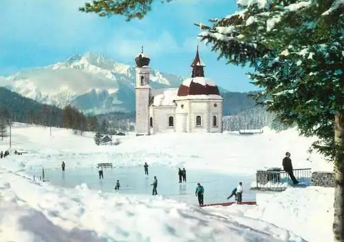 Austria Seefeld Tirol Seekapelle mit Sportanlagen