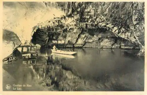 cpa Belgique Grottes de Han le lac