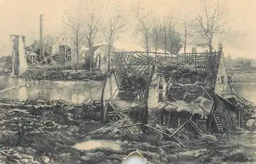 cpa Belgique Yser Dixmunde battle scene panorama