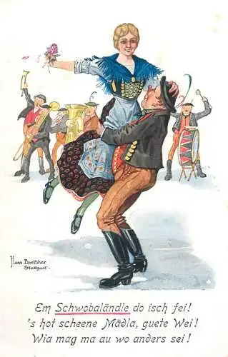 Kunstler-AK Hans Boettcher - Schwabalandle Trachten
