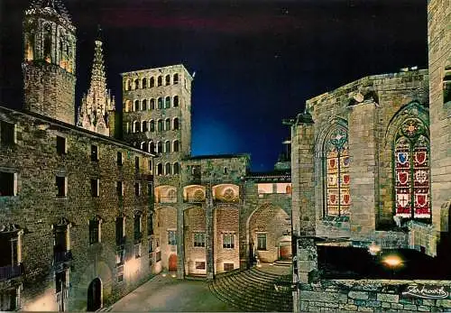 Spain Barcelona Plaza del Rey night view