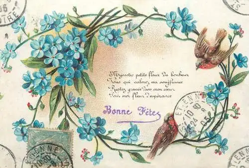 fantaiseie fleurs oiseaux 1905