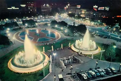 Spain Barcelona Plaza de Cataluna night view
