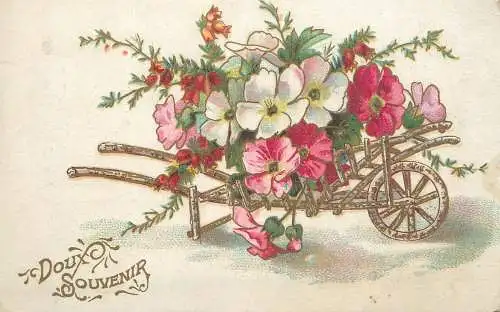 cpa floral barrow fantaiseie fleurs  doux souvenirs