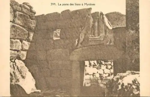 cpa Belgique la porte des lions a Mycenes