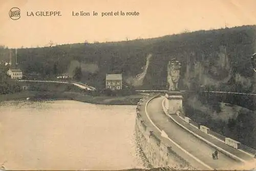 cpa Belgique Gileppe (Dam) le lion