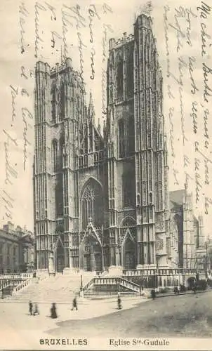 cpa Belgique Bruxelles eglise Ste Gudule