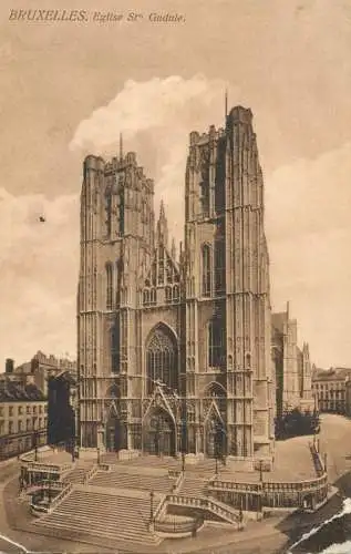 cpa Belgique Bruxelles eglise Ste Gudule