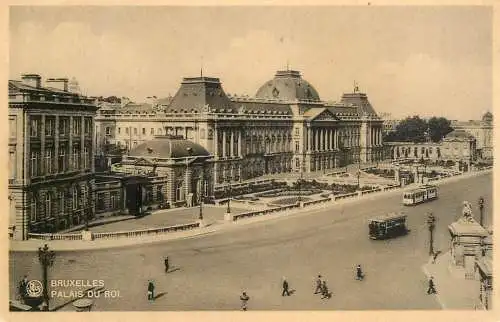 cpa Belgique Bruxelles palais du roi tram