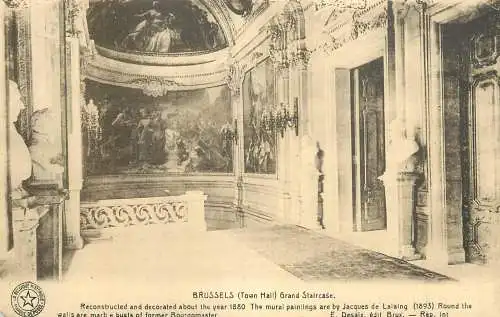 cpa Belgique Bruxelles town hall grand staircase