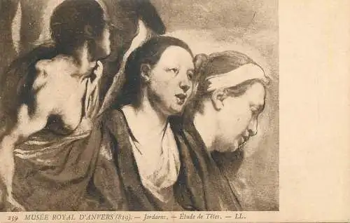 cpa Belgique Anvers royal museum Jordaens etude de Tetes