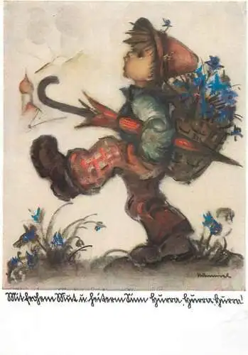 Kunstler Postkarte Hummel