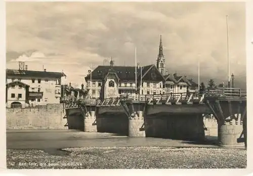 Bad Toelz Isarbrucke echte Fotografie Postkarte