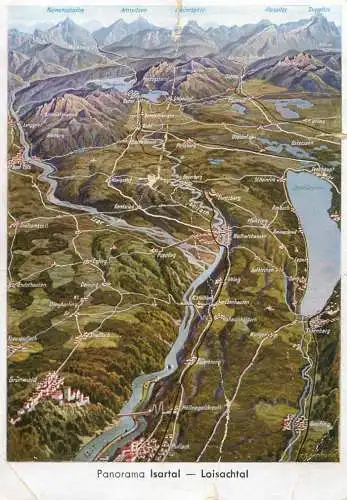 Isartal Loisachtal map Postkarte