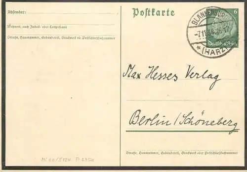 Deutsches Reich Postkarte 1934