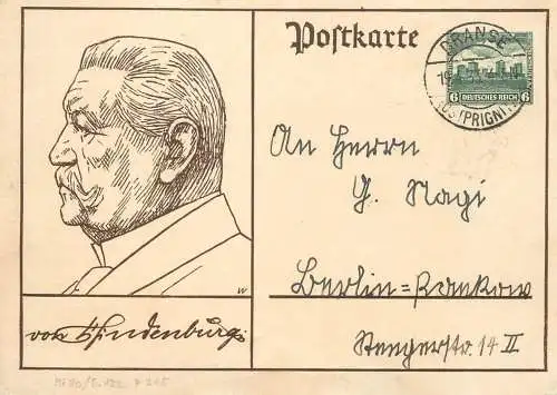 Postkarte 1933 Hindenburg