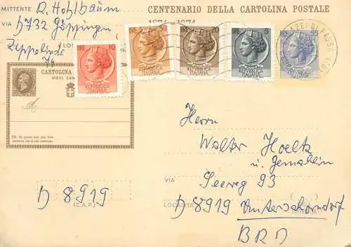 Italia centenario della cartolina postale 1974