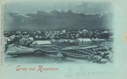 Gruss aus Rosenheim 1898 moonlight bridge winter panorama
