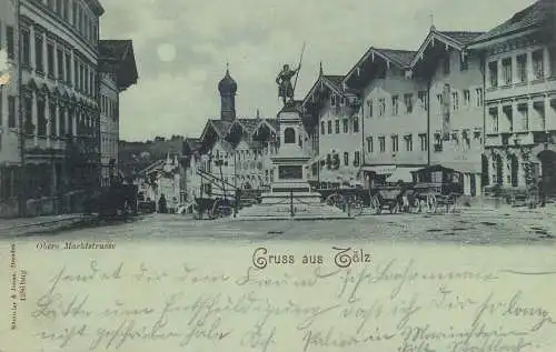 Bad Toelz obere Marktstrasse moonlight 1901