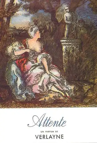 Perfume & beauty advertising postcard Attente un parfum de Verlayne