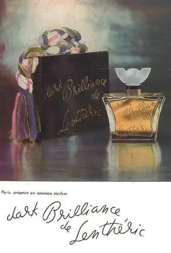 Perfume & beauty advertising postcard dark Brilliance de Lentheric