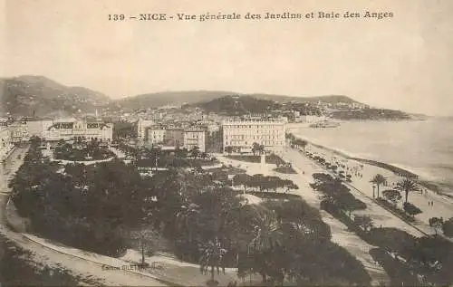 cpa France Nice jardins et baie des anges