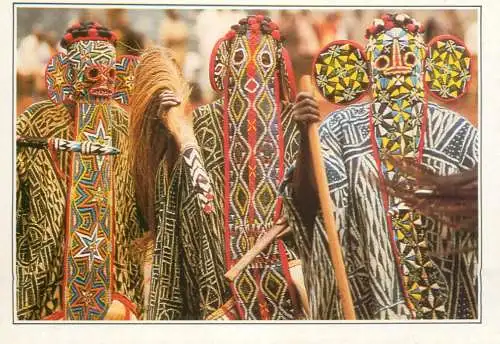 Cameroon Masked Bamileke dancers ethinc types and scenes