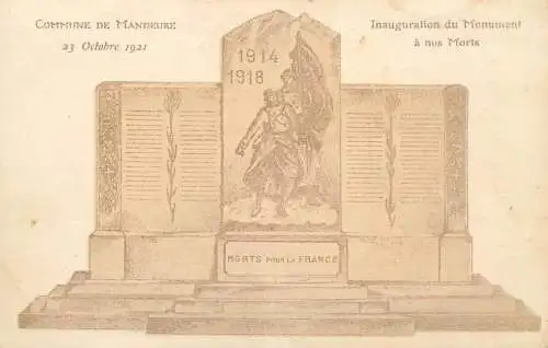 War memorials France Doubs Mandeure inauguration du monument à nos morts 1914-1918