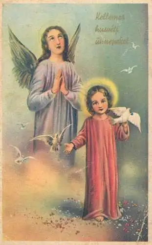 Holiday postcard religion Christianity Jesus dove