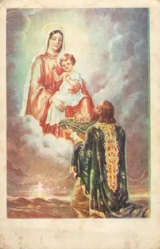 Holiday postcard religion Christianity Jesus crown